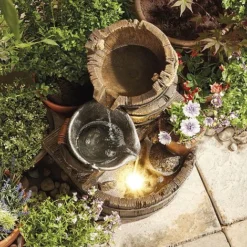 Cascading Barrel Water Feature And Planter -Lallatros Shop G139331000x1000