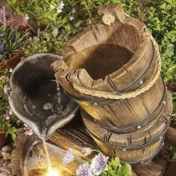 Cascading Barrel Water Feature And Planter -Lallatros Shop G139341000x1000