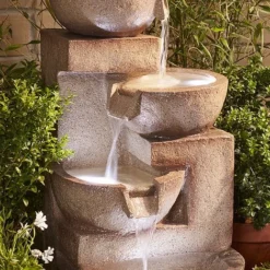 4 Tier Laguna Cascade Water Feature With Light -Lallatros Shop G1415 4 Tier Luguna