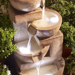 4 Tier Laguna Cascade Water Feature With Light -Lallatros Shop G1415 4 Tier Luguna Cascade