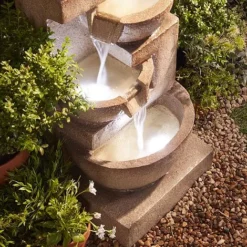 4 Tier Laguna Cascade Water Feature With Light -Lallatros Shop G1415 4 Tier Luguna Cascade Water Feature