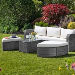 Firenze Five-Section Rattan Daybed - Dark Grey -Lallatros Shop G2580 FIRENZE RATTAN DAY BED LS 3